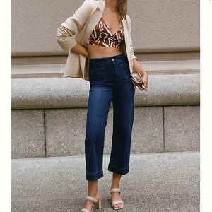 PILCRO AND THE LETTERPRESS BY ANTHROPOLOGIE DENIM MIDI SIZE 27 WIDE LEG